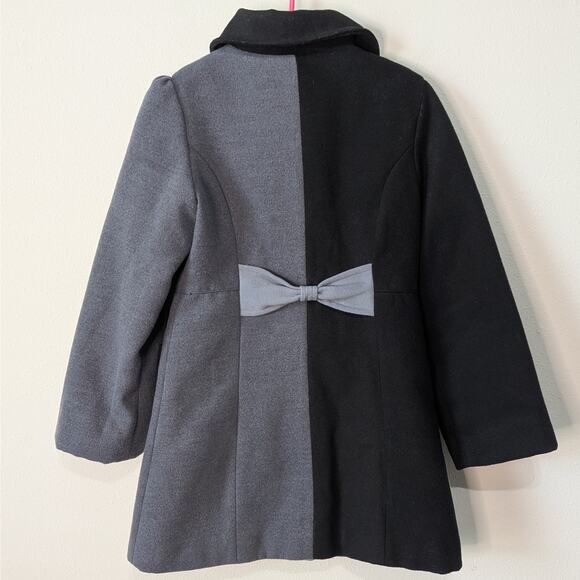 Copper Key Girls Black & Gray Colorblock Double Breasted Lined Pea Coat 6/6X - Picture 3 of 9